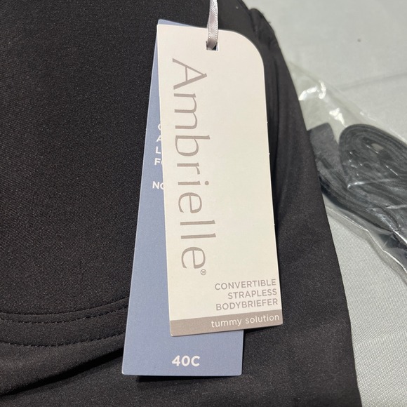 Ambrielle Black Nylon 40C Strapless Shapewear Bodysuit Firm Control Bodybriefer - Picture 5 of 8